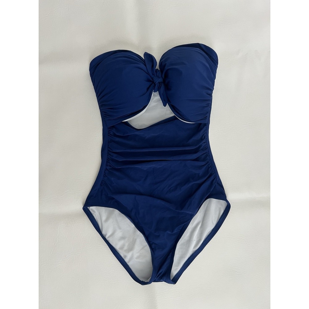 Kate Spade Capri Blue Cut Out Swimsuit Suit Size Small Nautical Beach *No Straps